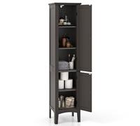 Costway 5-Tier Bathroom High Cabinet With Storage Freestanding Cabinet With 2 Shelves With Doors