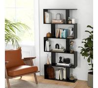 Costway 5-Tier Bookcase Anti-Toppling S-Shaped Bookshelf Wooden Storage Display Rack