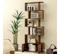 Costway 5-Tier Bookcase Industrial S-Shaped Bookshelf Display Rack W/ Cabinet