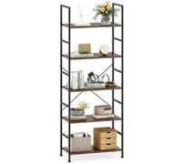 Costway 5-Tier Bookshelf 160 Cm Tall Bookcase With Industrial Shelves & Metal Frame
