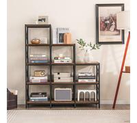 Costway 5-Tier Bookshelf 9 Cubes Bookcase with Carbon Steel Frame in Brown COSTWAY Brown