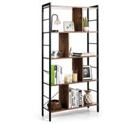 Costway 5-Tier Bookshelf Industrial Bookcase Freestanding Storage Display Shelf