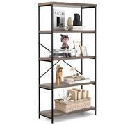 Costway 5-Tier Bookshelf Industrial Wood Bookcase Freestanding Display Rack Organizer