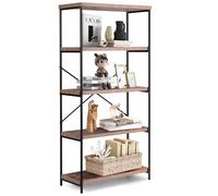 Costway 5-Tier Bookshelf Industrial Wood Bookcase Freestanding Display Rack Organizer in Brown COSTWAY Brown