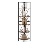 Costway 5 tier Corner Bookshelf 160 CM Tall Corner Storage Shelves-Coffee in Dark Brown COSTWAY Dark Brown