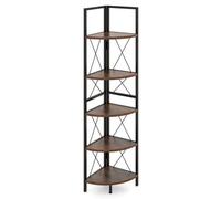 Costway 5 Tier Corner Bookshelf 160 Cm Tall Corner Storage Shelves W/ Metal Frame