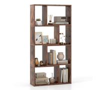 Costway 5-Tier Geometric Bookshelf 120 CM Tall Bookcase Modern 8-Cube Display Shelving in Brown COSTWAY Brown