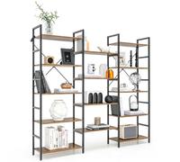 Costway 5-Tier Industrial Bookshelf Large Triple Floor Standing Bookcase Display Shelf