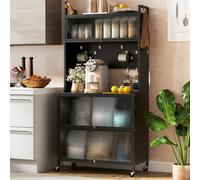 Costway 5 Tier Kitchen Bakers Rack Multifunctional Microwave Stand-Black