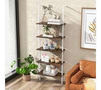 Costway 5-Tier Ladder Shelf Bookshelf Wall Mounted Hanging Storage Shelf Plant Display Rack