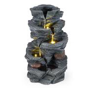 COSTWAY 5-Tier Outdoor Water Fountain, Tabletop Cascading Waterfall Fountain with 3 LED Lights, Pump & Adjustable Flow, Freestanding Garden Water Feature for Patio Yard Home Decor (45.5cm, Rock Style)