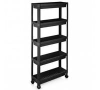 Costway 5-Tier Slim Rolling Storage Cart Plastic Storage Trolley-Black