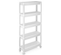 Costway 5-Tier Slim Rolling Storage Cart Plastic Storage Trolley-White