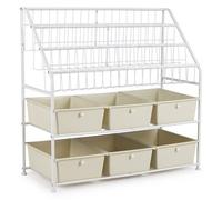 Costway 5-Tier Storage Organizer Metal Rack Shelf With 6 Removable Drawers & 3 Baskets White