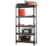 Costway 5-Tier Storage Rack Metal Storage Shelves W/ Adjustable Boards-Black