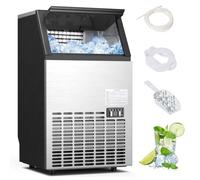 COSTWAY 50kg/24H Commercial Ice Maker Machine, 15kg Ice Storage Capacity | Stainless Steel Ice Cube Maker, Self-Cleaning Design, Digital Control, Ice Making Machine for Bar Restaurant