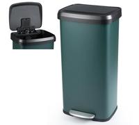 COSTWAY 50L/68L Kitchen Bin, Soft Closure Stainless Steel Recycling Pedal Bin with Deodorizer Box, Handle and Non-slip Base, Fingerprint-Proof Rubbish Trash Can Dustbin (68L, Dark Green)