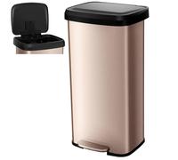 COSTWAY 50L/68L Kitchen Bin, Soft Closure Stainless Steel Recycling Pedal Bin with Deodorizer Box, Handle and Non-slip Base, Fingerprint-Proof Rubbish Trash Can Dustbin (68L, Gold)