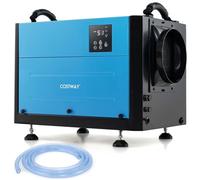 COSTWAY 50L/Day Commercial Dehumidifier, Industrial Compressor Dehumidifiers with Auto/Continuously Dry/Sleep Mode, 24H Timer, Auto Defrost, Memory Starting, LED Display & Drain Hose (Blue, 50L/Day)