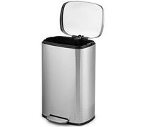 Costway 50L Rectangular Trash Garbage Can Stainless Steel Step Trash Bin Recycling Pedal