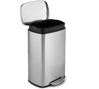 Costway 50L Rectangular Trash Garbage Can Stainless Steel Step Trash Bin Recycling Pedal in Silver COSTWAY Silver