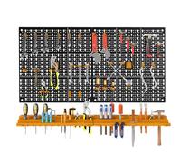 COSTWAY 54 Piece Garage Tool Storage with Shelf & Pegboard, DIY Storage Wall Mount System with 50 Hooks, Garage Tool Pegboard for Craft Room Workshop