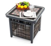 Costway 55cm Outdoor PE Rattan Side Table All Weather Patio Square End Table in Brown COSTWAY Brown
