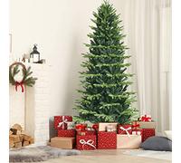 COSTWAY 5FT/6FT Artificial Christmas Tree, Hinged Green Xmas Trees with Foldable Metal Stand, Unlit Xmas Decorative Tree for Indoor Holiday Festival (1462 PVC&PE Tips, 180x98cm)