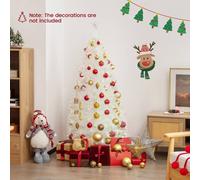 Costway 5FT Pre-Lit Artificial Christmas Tree Fiber Optic Xmas Tree in White COSTWAY White