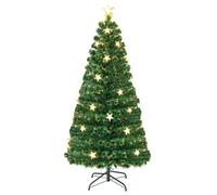 Costway 5Ft Pre-Lit Artificial Christmas Tree Fiber Optics Xmas Tree 8 Lighting Modes