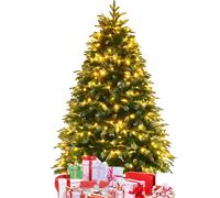 Costway 5FT Pre-Lit Artificial Christmas Tree Snowy Xmas Tree 250 LED 11 Lighting Modes in Green COSTWAY Green