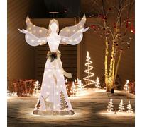 Costway 5FT Pre-lit Christmas Angel 3D Glittered Angel w/100 Warm White Lights COSTWAY Multicolor