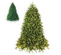 COSTWAY 5FT Pre-lit Christmas Tree, Artificial Green Xmas Trees with 8 Lighting Modes, Foldable Metal Stand, Christmas Holiday Decor for Home Office