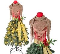 COSTWAY 5FT Pre-lit Mannequin Artificial Christmas Tree, Dress Form Xmas Tree with 248/465 Branch Tips, Holiday Decoration Tree for Home Party (Red+Green, with 100 Lights)