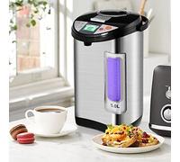 COSTWAY 5L Instant Hot Water Dispenser, 5 Temperature Adjustment Thermo Pot with 3 Dispensing Ways, Rotatable Base, 24H Timer, Re-boil & Auto-Cut Off Function, Stainless Steel Water Boilers Kettle