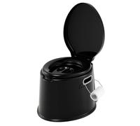 COSTWAY 5L Portable Travel Toilet with Seat, Handle, Lid and Roll Holder, Outdoor Indoor Lightweight Compact Toilet for Hiking, Fishing, Camping Festivals Use, Hold Up to 200kg (Black)