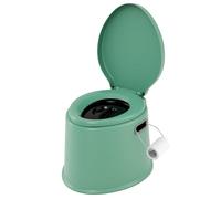 COSTWAY 5L Portable Travel Toilet with Seat, Handle, Lid and Roll Holder, Outdoor Indoor Lightweight Compact Toilet for Hiking, Fishing, Camping Festivals Use, Hold Up to 200kg (Green)