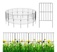 COSTWAY 5PCS/15PCS/25PCS Garden Fence, Outdoor Metal Rustproof Landscape Decorative Fencing Panels with 360°Rotatable Connector, Animal Barrier Flower Bed Border (15 Pcs, 24in x 16ft Total)
