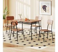 Costway 5Pcs Wood Square Kitchen Table & Chair Set Dining Table Set For 4-Brown