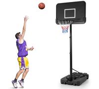 Costway 6.5-10 FT Adjustable Portable Basketball Hoop Outdoor Basketball Goal System in Black COSTWAY Black