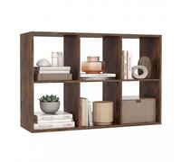 Costway 6-Cube Bookshelf Wooden Ladder Shelf Modern 2-Tier Open Display Shelf in Brown COSTWAY Brown