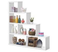 Costway 6-Cube Ladder Bookcase Freestanding Corner Bookshelf 5-Tier Display Shelf in White COSTWAY White
