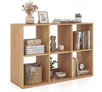 Costway 6-Cube Open Bookshelf Wooden Bookcase Modern Display Shelf in Natural COSTWAY Natural