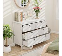 Costway 6-Drawer Chest Of Drawers 3-Tier Wooden Sideboard Cabinet White