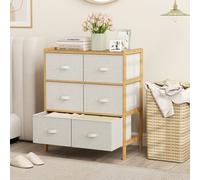 Costway 6-Drawer Dresser For Bedroom Bamboo Chest Of Drawers Storage Organizer Unit