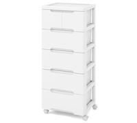 Costway 6-Drawer Rolling Cabinet Plastic Storage Cart 5-Tier Drawer Dresser W/ Wheels