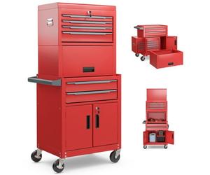 Costway 6-Drawer Rolling Tool Chest 3-In-1 Heavy-Duty Tool Storage Cabinet W/ Wheels