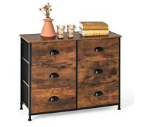 Costway 6 Drawers Dresser Organizer 2-Tier Fabric Storage Organizer Chest of Drawers in Brown COSTWAY Brown