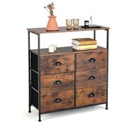 Costway 6 Drawers Dresser Storage Organizer w/ 6 Removable & Foldable Fabric Drawers in Brown COSTWAY Brown