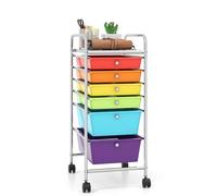 COSTWAY 6 Drawers Rolling Storage Cart, Home Office Stationary Utility Trolley with 4 Wheels, Multipurpose Mobile Organiser Shelving Unit for Makeup Beauty Salon (Rainbow)